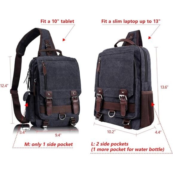 Mens Womens Canvas Crossbody Bag Sling Bag Shoulder Messenger Travel Handbag - Picture 3 of 7